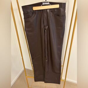 90s relaxed high rise faux leather pants Abercrombie brown